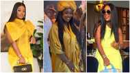 Jackie Appiah steals show at friend's wedding, slays in hot yellow outfit from head to toe, video leaves many awestruck