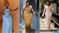 Fella Makafui looks exquisite in a breathtaking kente gown designed with cowries for her birthday shoot