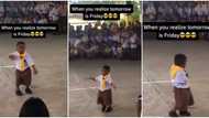 Little school boy in big shorts gives hot moves, dances like a girl in front of students and adults in video