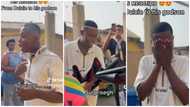 Ghanaian man shed tears as he gets money bouquet as birthday gift from a lady: “All these for me"