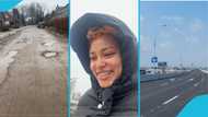 Ghanaian lady shows terrible road in Europe, compares it with Ghana