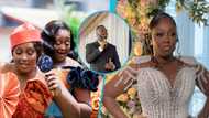 Ghanaian bride Enuonyam slays in beaded lace gown for her plush wedding, Joe Mettle performs at the event