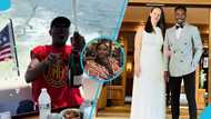 Kofi Gabs pops champagne, chills with female influencer on a boat after suffering heartbreak, video