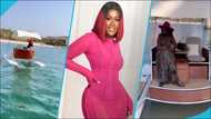 Fella Makafui goes on a solo electric catamaran in Dubai, flaunts lavish lifestyle in video