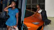 Hajia Bintu flaunts an orange Lamborghini Huracán worth GH¢4.2 million, photos leaves many in awe