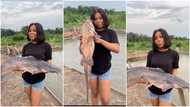 "You look good": Beautiful lady who is a fish farmer shows off big 'point and kill', photos go viral