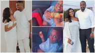 Video of John Dumelo's son speaking Ewe while enjoying 'agbeli kaklo' pops up, fans praise his mother