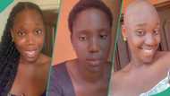 Hair vendor shaves her head as nobody buys from her at trade fair after spending over GH₵2.9K