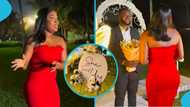 Lady overwhelmed as boyfriend surprises her with emotional garden proposal in trending video