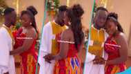 Akwaboah weds: Singer snubs wife as she tried to kiss him at their traditional wedding, video