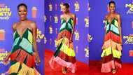 Nigerian-American actress Yvonne Orji wears a dress by Ghanaian designer Mimi Plange to MTV Movie Awards