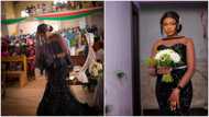 Lady wears black wedding gown during her church marriage ceremony; photos cause stir online