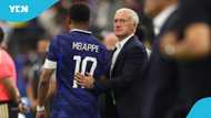 France coach appears to point fingers at the referee after losing to Spain
