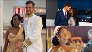 Ghanaian bride Betty slays in a short beaded rhinestones dress; Empress Gifty reacts