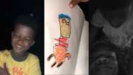 Is that you? - Kidi reacts as his 'golden boy' son Zane draws himself on paper in video
