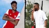 Photos drop as Thomas Partey surprises Sarkodie with Arsenal jersey in UK