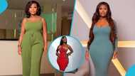TV host Delay looks angelic in a stylish strapless kente gown and bob hairstyle