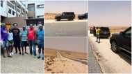 "Our G-Wagon still strong": 12 people travelling from Ghana to London rest by road, show off cars