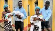 Photos capture woman and her girls as Ghanaian couple welcomes their first-ever twins