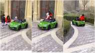 Such a gentleman: Little boy drives his mum and sibling with his luxury portable car, many are impressed