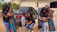 Ghanaian lady flies back home from UK to surprise mother and daughter after many years abroad
