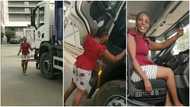 Ghanaian TikToker gushes as she sees a young lady who works as truck driver: “She is so nice”