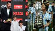 Messi stunned as his son shows great skills in a football game involving his brother, dad and friend
