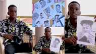 Talented Gh student flaunts stunning drawings of Shatta Wale, Sarkodie, other top GH celebs in video