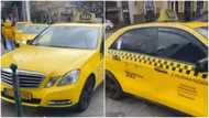 This is what yahoo boys do rituals for: Man reacts after seeing Mercedez Benz being used as taxi in Europe