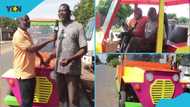 Ghanaian man Efo Yao, who used to make toy cars with cans as a child, builds self-made moving vehicle.