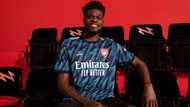 Stunning: Ghana star Thomas Partey glitters as Arsenal unveil third kit