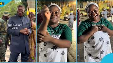 Asantehene: Ghanaian woman sheds tears of joy as she shakes hands with Otumfuo, video