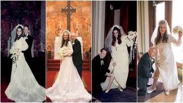Couple recreate their wedding photos exactly 50 years later wearing same gown