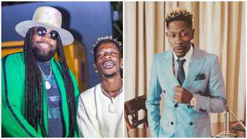 Shatta Wale welcomes Grammy Award winner Gramp Morgan ahead of Gramp's upcoming collaboration on his album (photos)