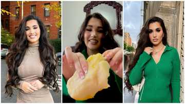 American singer Enisa eats fufu in video, fans laugh at her for tearing it like bread