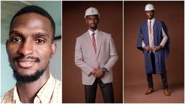Fine boy wey sabi book: Man bags first class in engineering, shares graduation photos