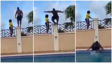 Ghanaian man erupts massive laughter as he dives into pool to impress his date
