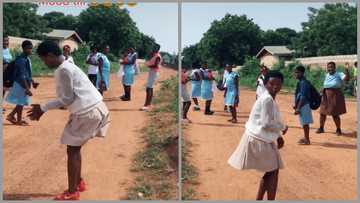 Young JHS Student Wows Her Mates With Nice Azonto Moves, Netizens Go Wild: "Can I Come For Lessons"
