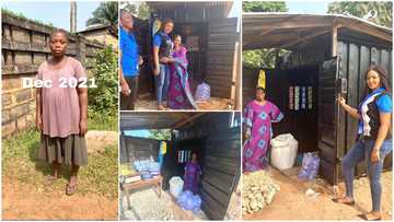Kind lady opens shops for mum of 3 she met; makes woman smile again as she settles her in business