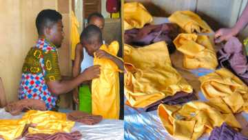 Fredrick Mensah: Ghanaian teacher provides free school uniforms for pupils in his class; photos pop up