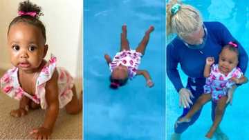 "Swims better than me": A 10 month old baby girl has serious swimming skills and people take notice