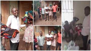 Reactions as man stuns lady who delivered twins, drives her home after paying hospital bills, splashes cash