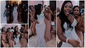 Money talks: Pretty bride storms wedding with bridal train raining cash on her; video gets many talking