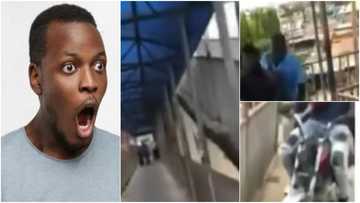 Wetin You No Go See for Lagos: Video Shows Okada Riders Making Use of Pedestrian Bridge to Beat Traffic