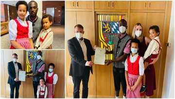 Man who moved to Germany to study shows off his cute white wife and kids as he becomes a citizen