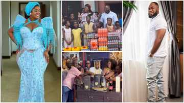 Tracey Boakye and her husband donate drinks, toiletries, and other items to charity home, video excites fans