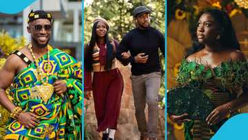 Fiifi Coleman's wife rocks beautiful braids and a beaded Kente for her traditional wedding ceremony