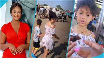 Kafui Danku's Canadian kids speak in thick accent as she buys 'abochi' meat at Tulaku Market in Ashaiman