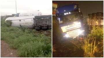 Pictures: Gas tanker overturned on motorway after accident; motorists urged to drive carefully