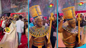 TGMA 2025: Okyeame Kwame turns heads with regal Egyptian-inspired outfit and heavy makeup